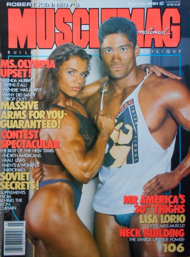 Ming on the cover of Robert Kennedy’s MuscleMag International, 1991